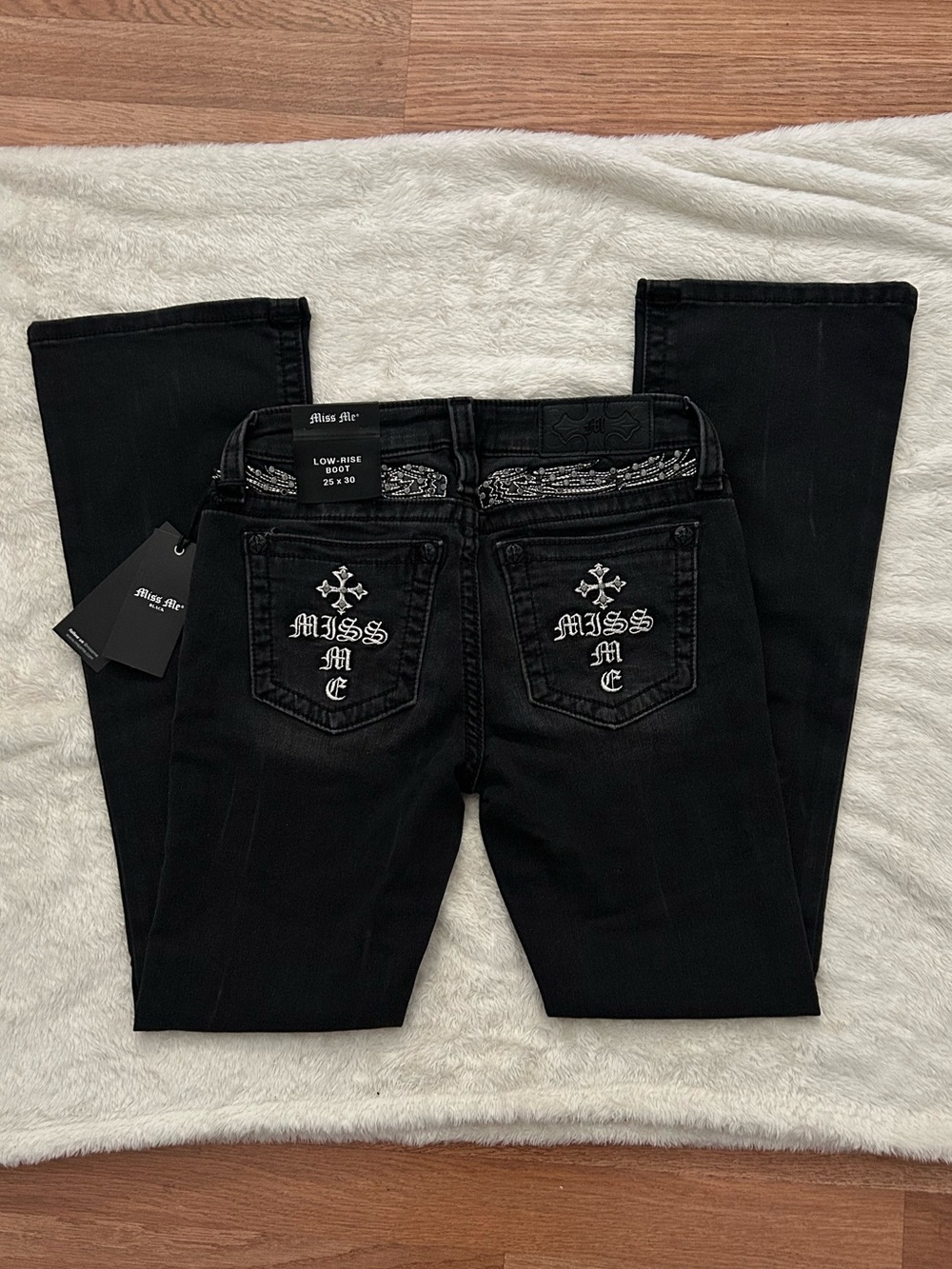 Miss Me Black Bootcut Jeans with Embroidered Back Pockets